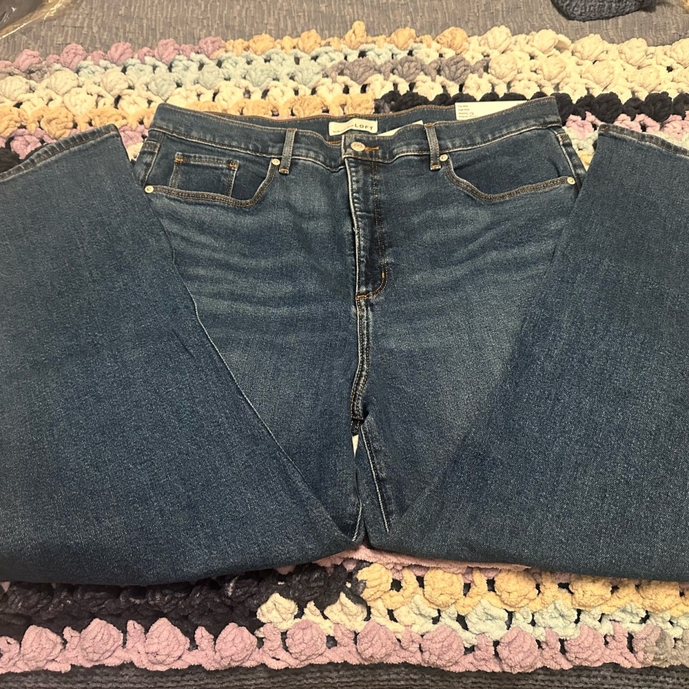 LOFT High Rise Slim Jeans - Dark Blue - Picture 3 of 4